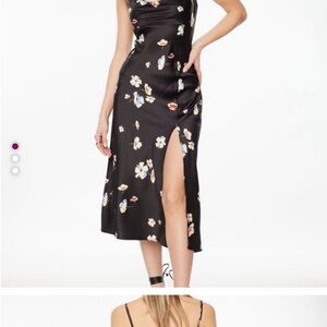 Dynamite Floral Cowl Neck Satin Midi Dress Size XS- UNWORN